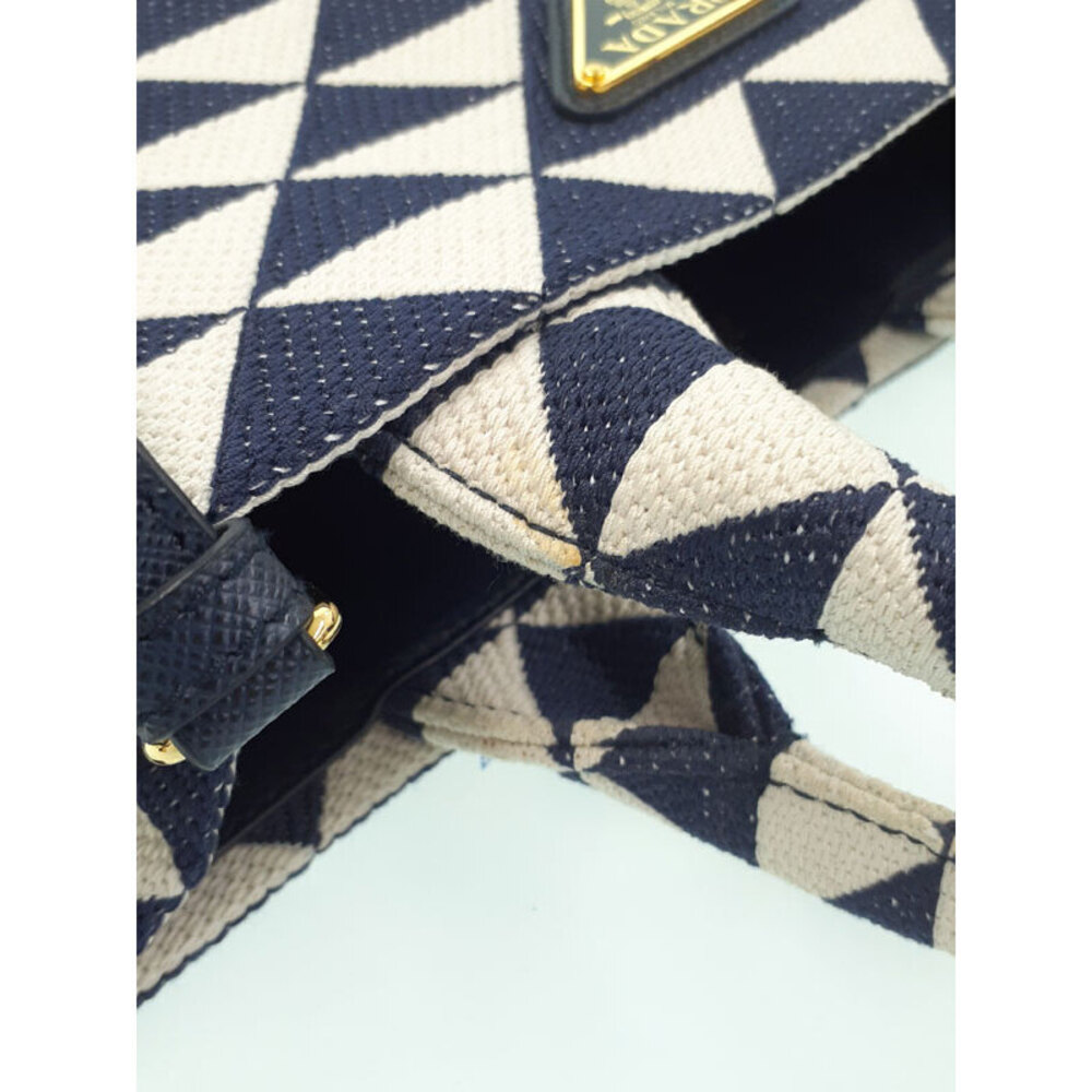 Prada Symbole embroidered tote bag white geometric Black - Picture 4 of 9